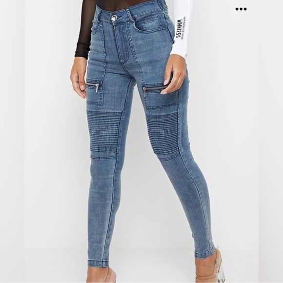 Maniere De Voir Denim - ✨ Maniere De Voir ✨ Super Stretch Moto Style Skinny Jeans ~ Size 6 💛🍄
